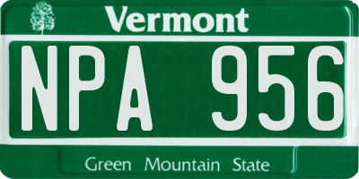 VT license plate NPA956