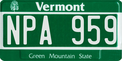 VT license plate NPA959