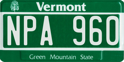 VT license plate NPA960