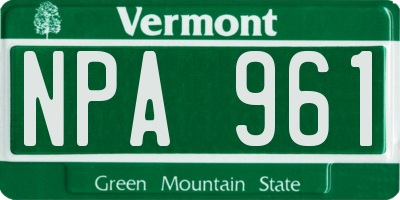 VT license plate NPA961