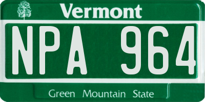 VT license plate NPA964