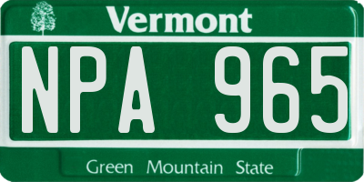 VT license plate NPA965