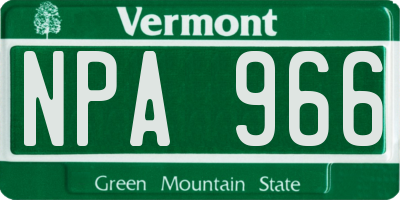 VT license plate NPA966