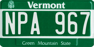 VT license plate NPA967
