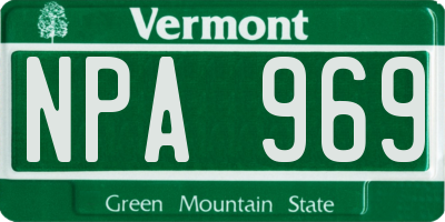VT license plate NPA969