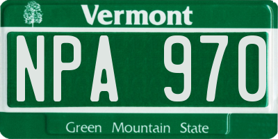 VT license plate NPA970