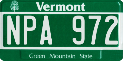 VT license plate NPA972