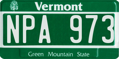 VT license plate NPA973