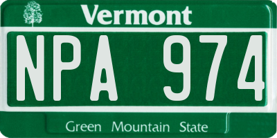 VT license plate NPA974