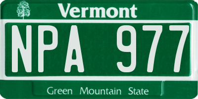 VT license plate NPA977