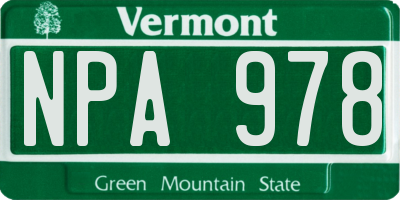 VT license plate NPA978