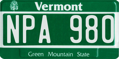 VT license plate NPA980