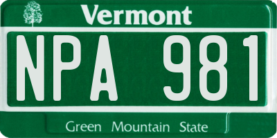 VT license plate NPA981