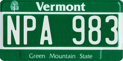 VT license plate NPA983