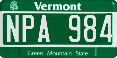 VT license plate NPA984
