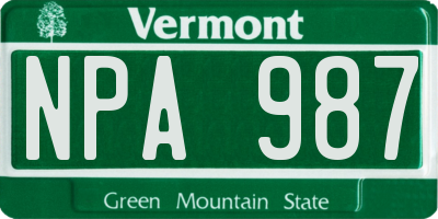 VT license plate NPA987