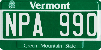 VT license plate NPA990