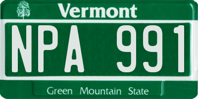 VT license plate NPA991