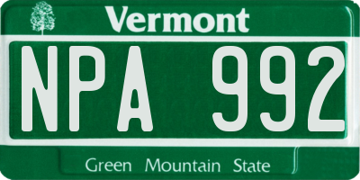 VT license plate NPA992