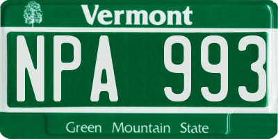 VT license plate NPA993