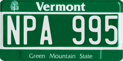 VT license plate NPA995