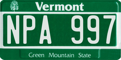 VT license plate NPA997