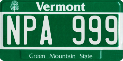 VT license plate NPA999