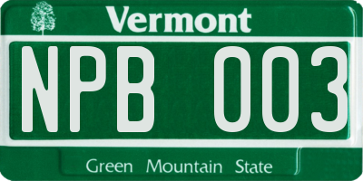 VT license plate NPB003