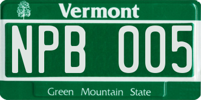 VT license plate NPB005
