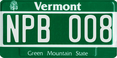 VT license plate NPB008