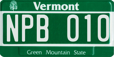 VT license plate NPB010