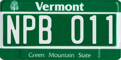 VT license plate NPB011