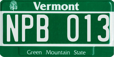 VT license plate NPB013
