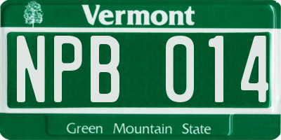 VT license plate NPB014