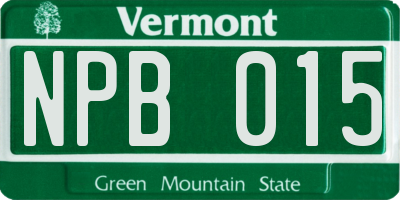 VT license plate NPB015