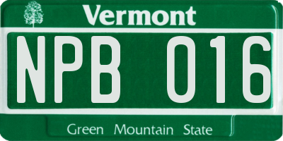 VT license plate NPB016