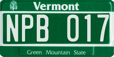VT license plate NPB017