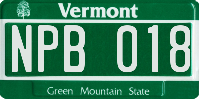 VT license plate NPB018