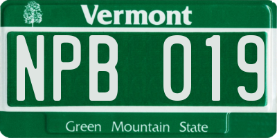 VT license plate NPB019