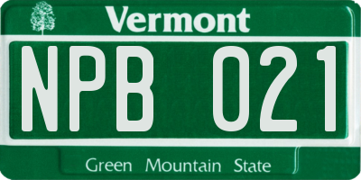 VT license plate NPB021