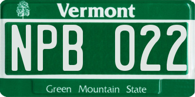 VT license plate NPB022