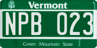VT license plate NPB023