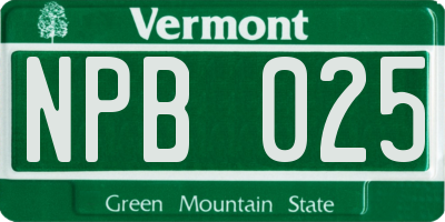 VT license plate NPB025