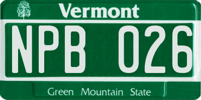 VT license plate NPB026