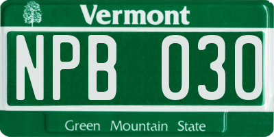 VT license plate NPB030