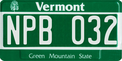 VT license plate NPB032