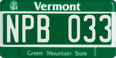 VT license plate NPB033