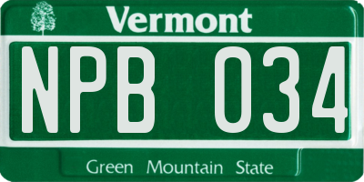 VT license plate NPB034
