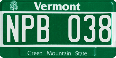 VT license plate NPB038