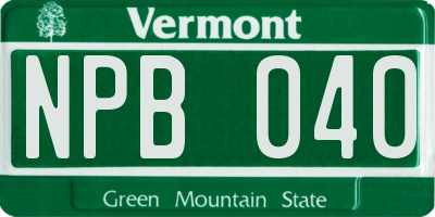 VT license plate NPB040